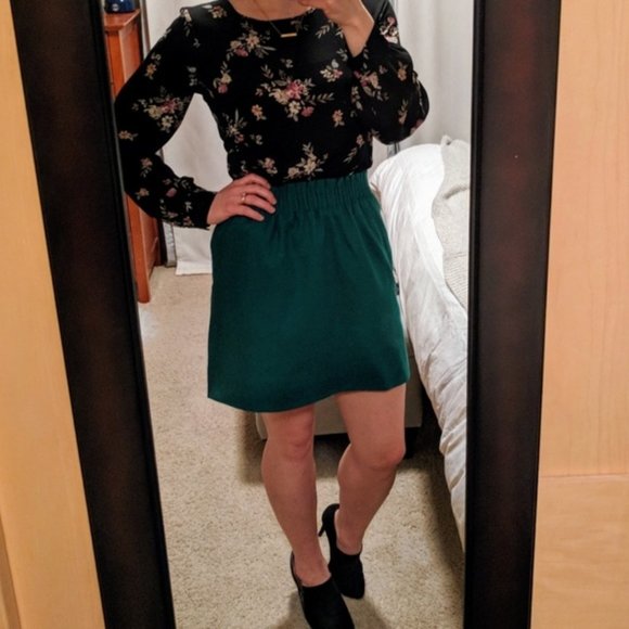 JCrew Linen Blend Sidewalk Skirt in Green - Picture 1 of 5